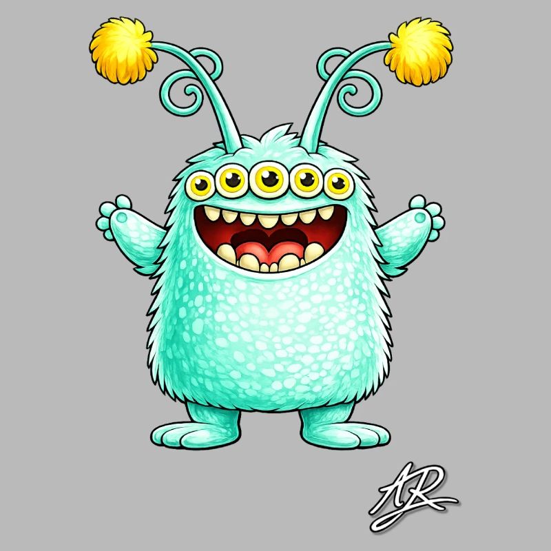 Monstre vert à cinq yeux