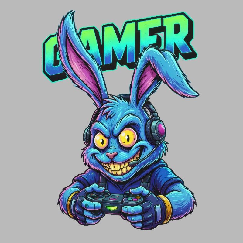 Neon Gaming Bunny dans Controller Gamer Bunny
