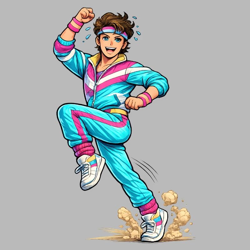 Energischer Retro-Aerobic-Mann