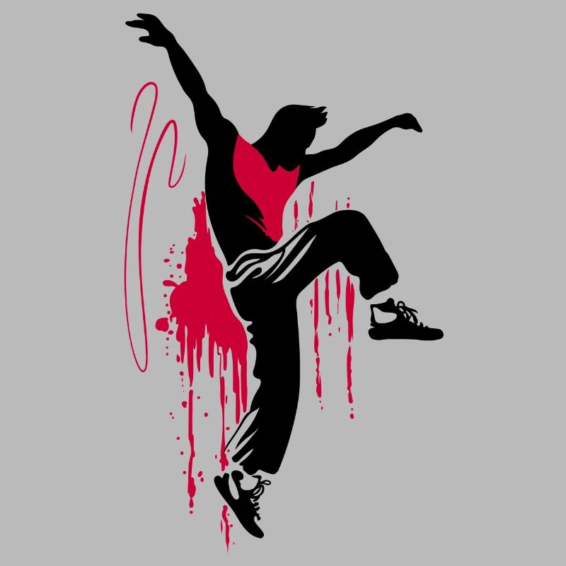 Breakdancer Dancer Silhouette in Red Black