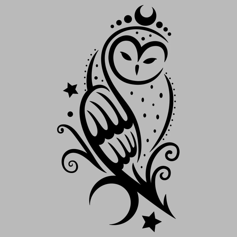 Mond Eule mit Sternen, Tribal Tattoo