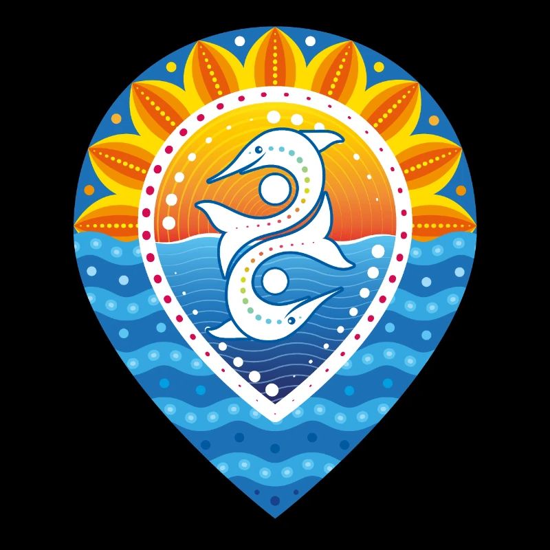 Pinpoint sunset sun waves dolphins