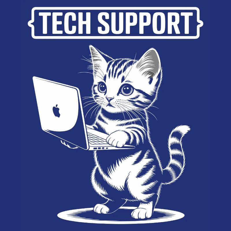 Support technique amusant, chat mignon, informatique ironique