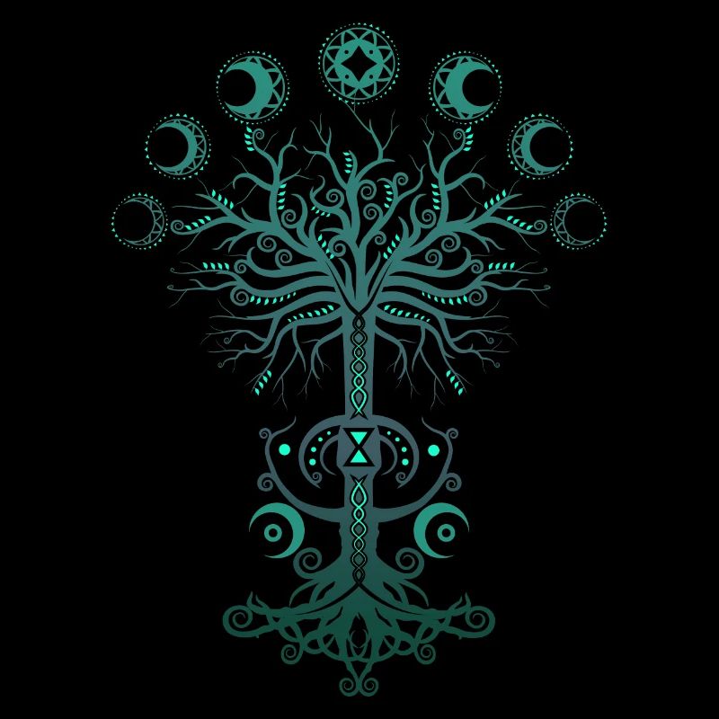 Ygdrassil Moon Phase Lebensbaum Occult Pagan