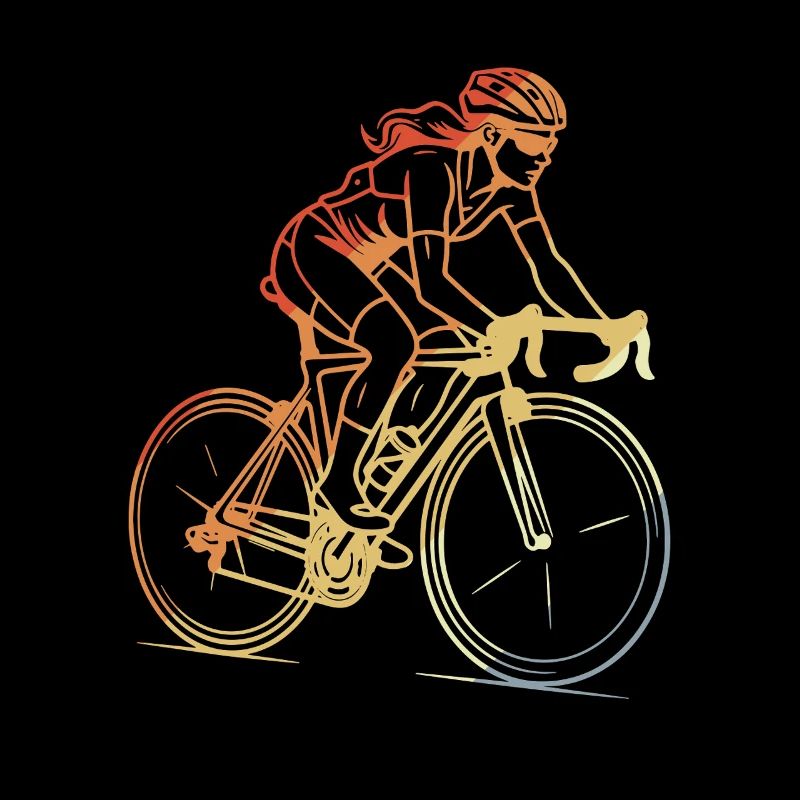 Retro Radfahrerin Line Art