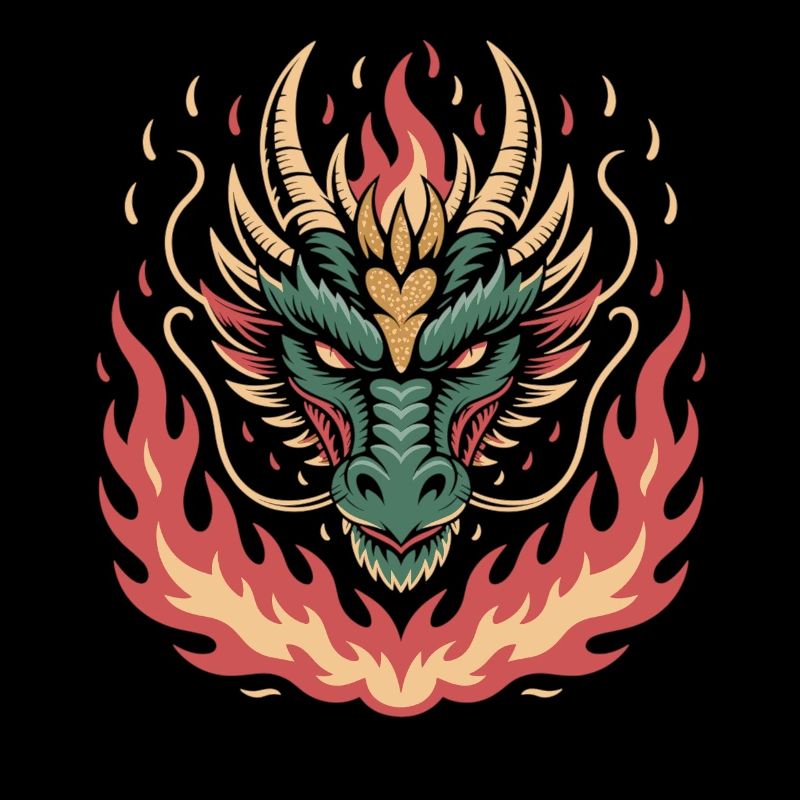 Dragon de feu avec cœur