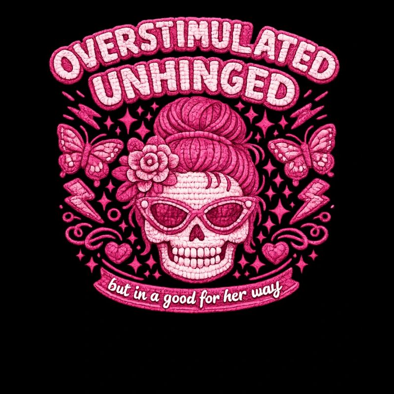 Überreizter Schädel Rosa Overstimulated Unhinged