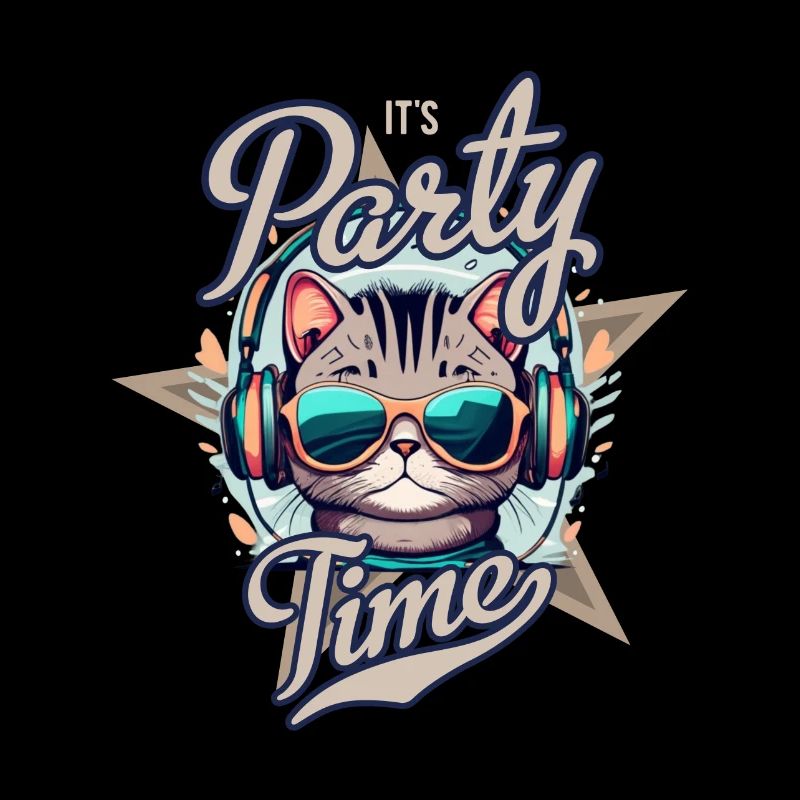 Party Katze mit Kopfhörern