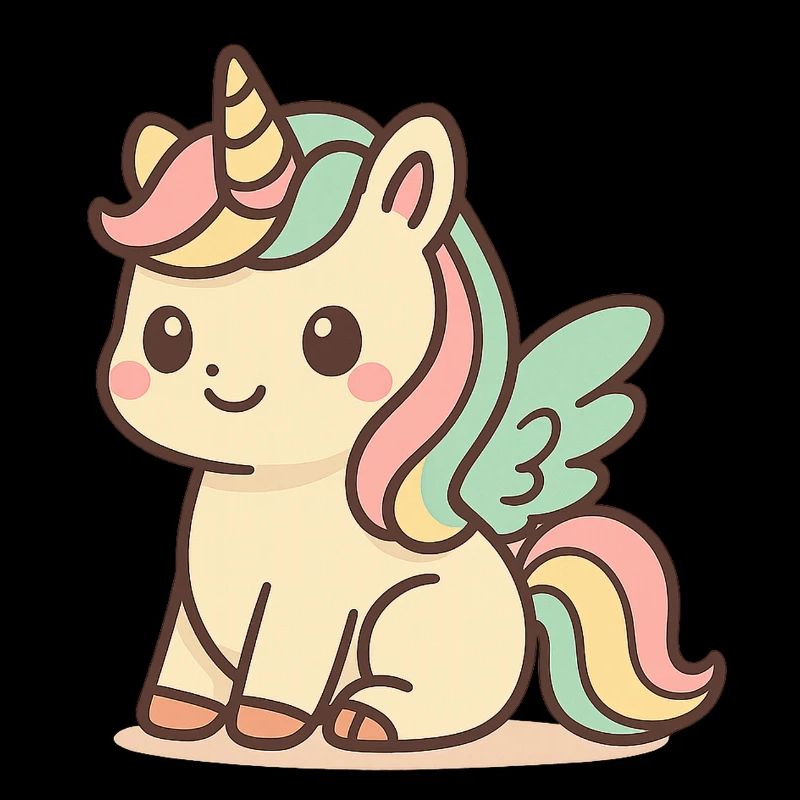 Niedliches Regenbogen geflügeltes Einhorn