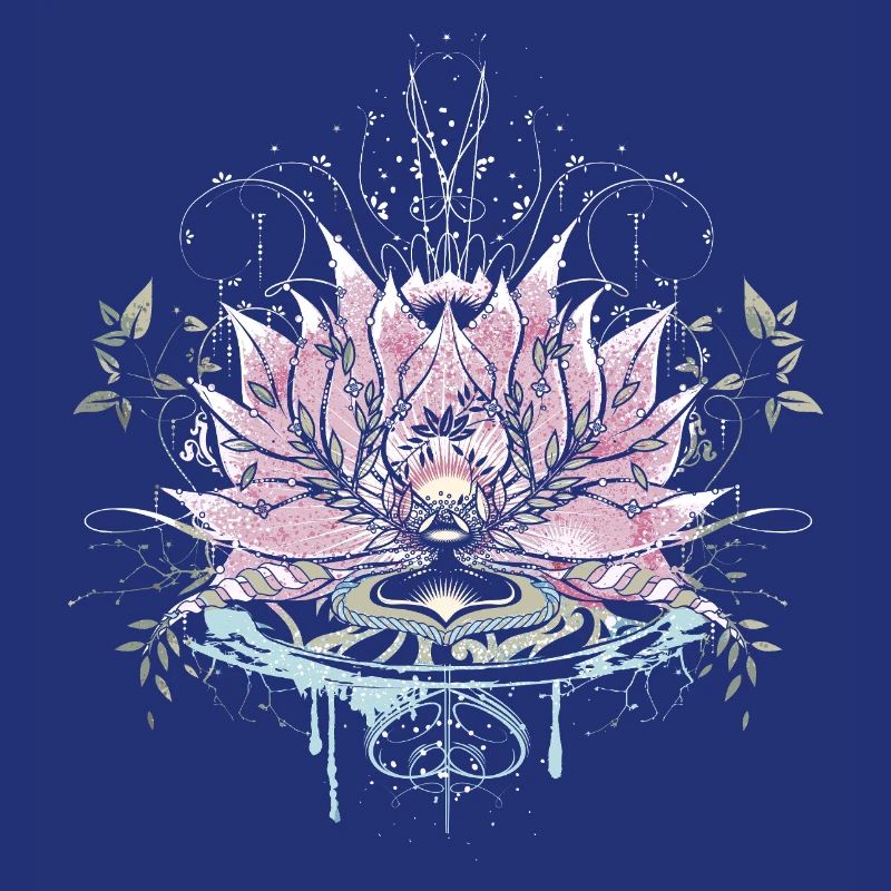 Fleur de lotus délicate avec des éléments d’eau et des graffitis