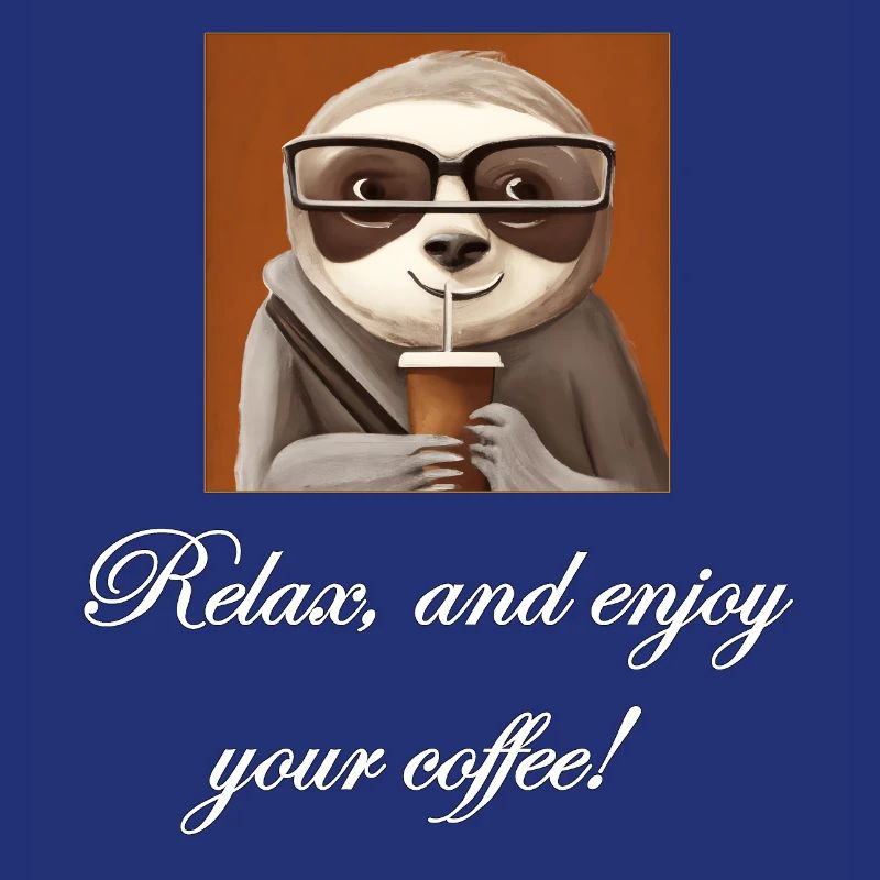 Sloth drinking coffee.