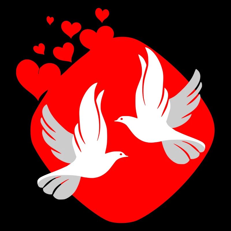 Taube der Liebe auf rotem Hintergrund