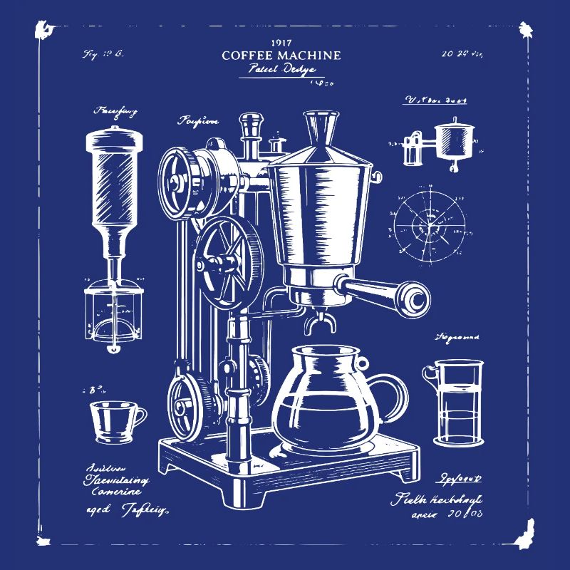 plan de machine à expresso rétro