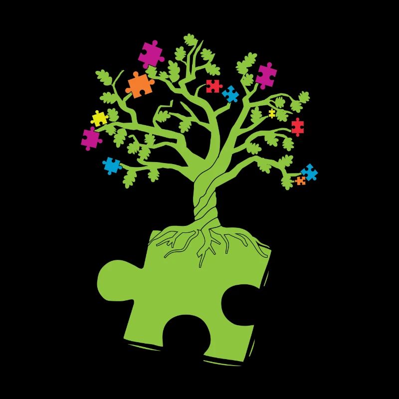 Autismus Awareness Puzzle Baum