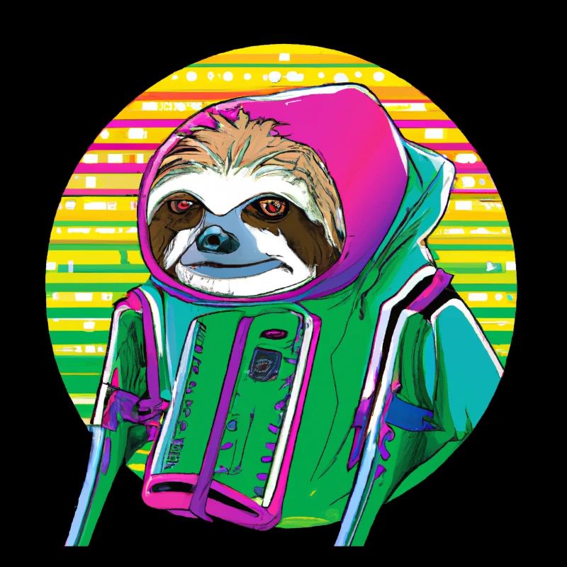 Cyber punk Sloth - style Ukiyo-e.