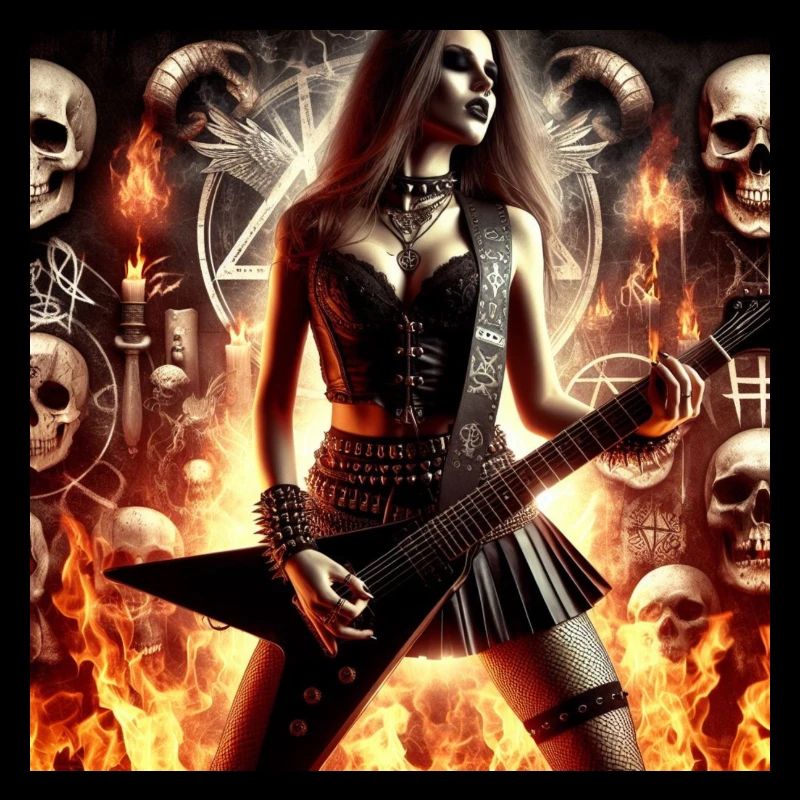 Metalhead, fire and skulls