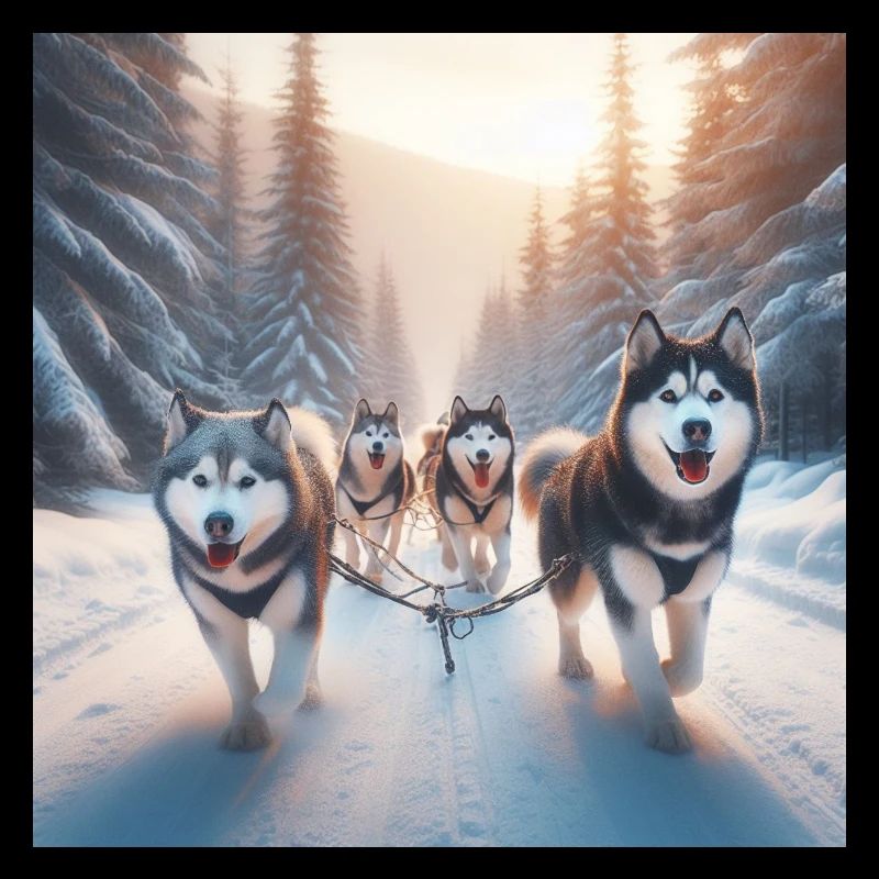 Huskies sur un traîneau