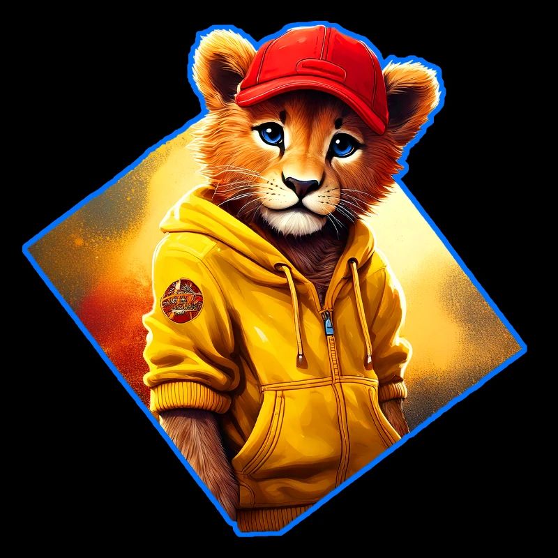 Petit lion à bonnet rouge