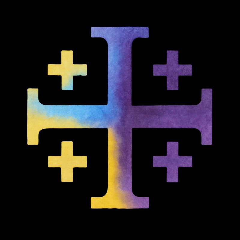 Croix Kairos (Croix de Jérusalem) – Violet et jaune