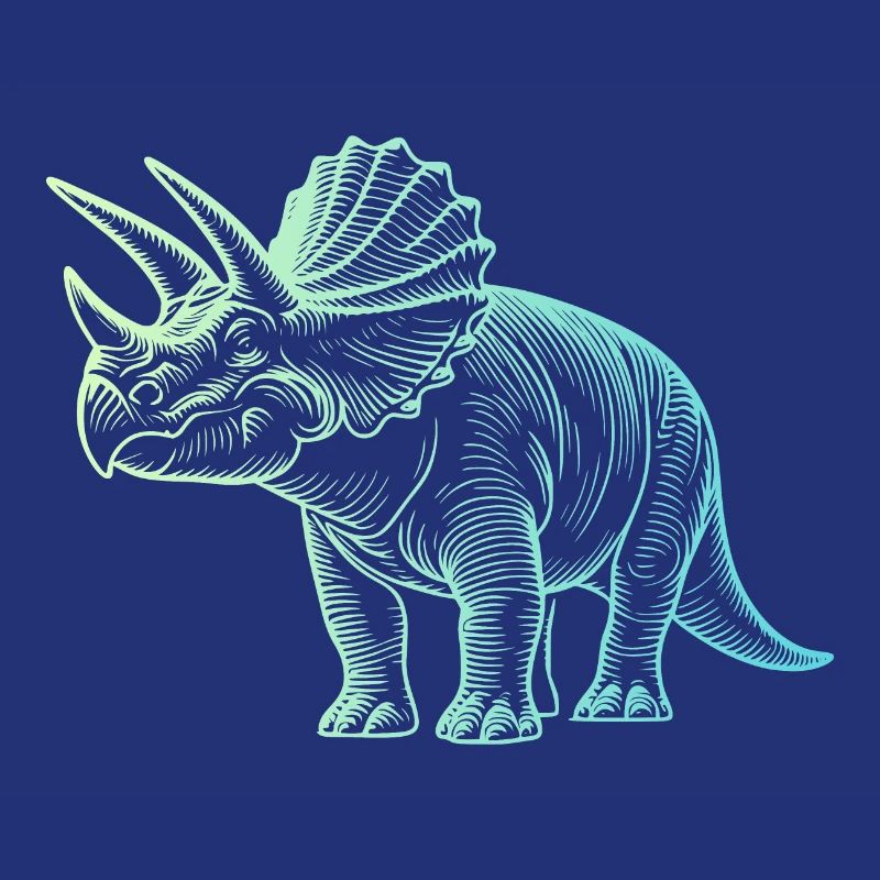 Triceratops Dinosaur Drawing Gradient Blue Green