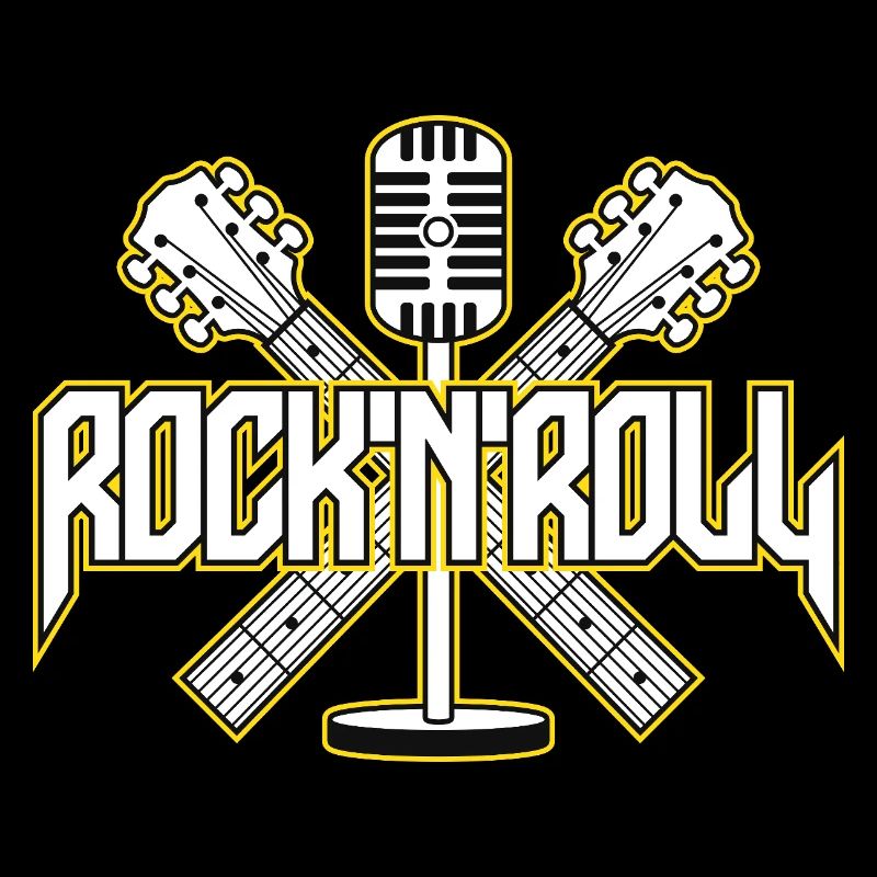 RocknRoll Crest with Guitars and Mic