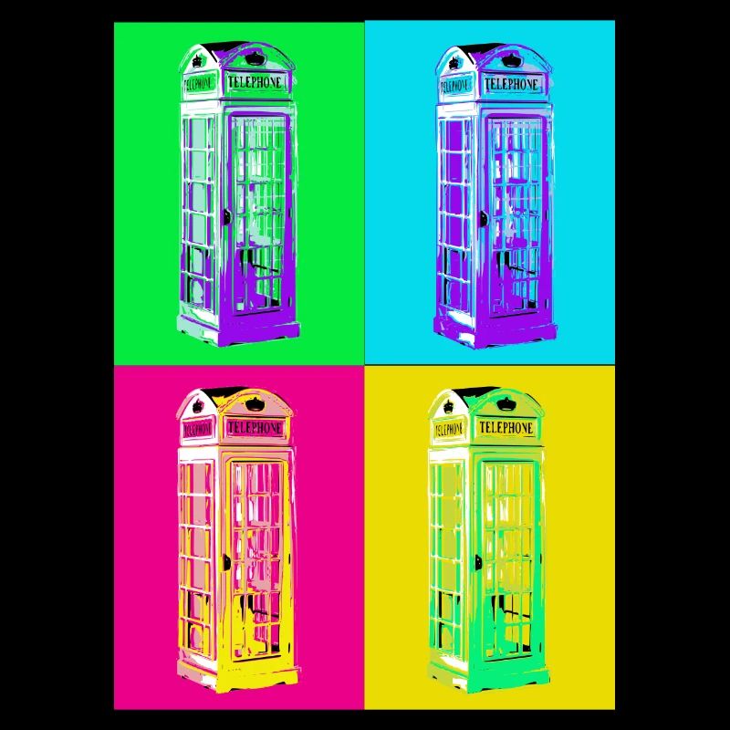 Cabine téléphonique Pop Art multicolore
