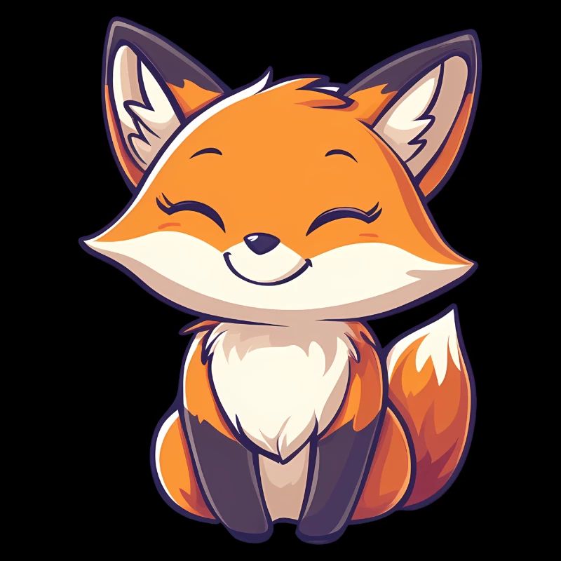 Renard mignon et heureux dans le style dessin animé