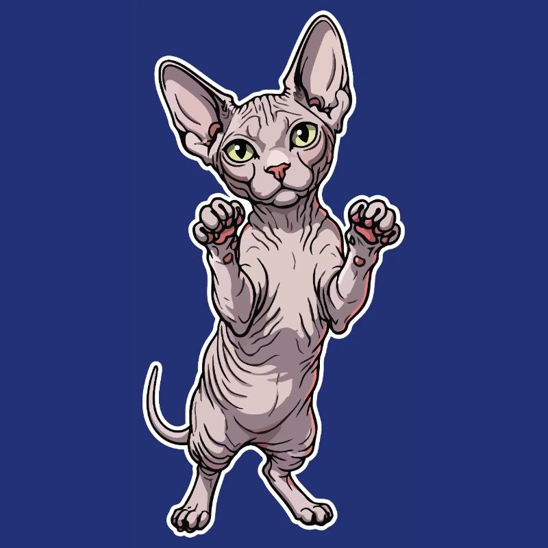Chat Sphynx Mignon Posture Debout Portrait