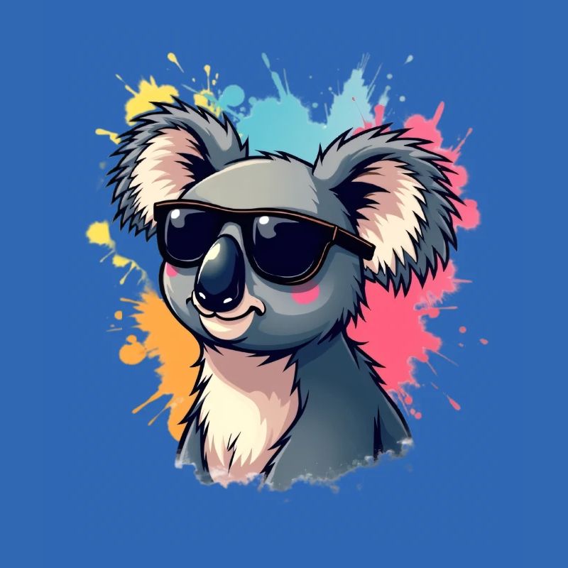 Cool Koala mit Sonnenbrille und Farbexplosion