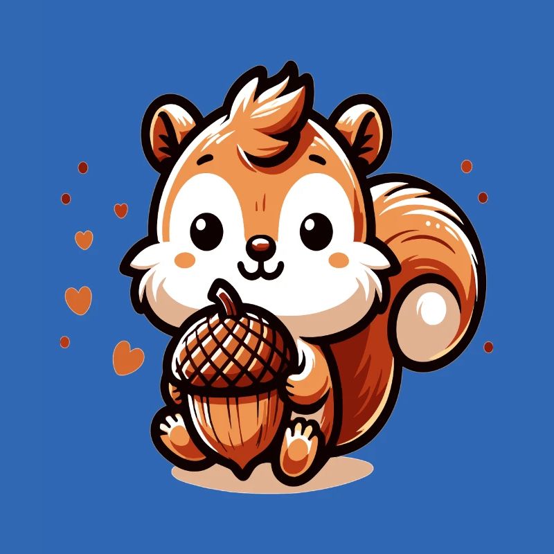 Süßes Eichhörnchen mit Herz-Eichel
