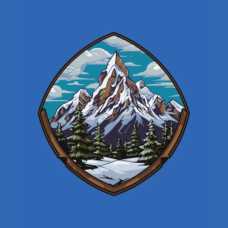 Mountain Summit Shield Emblem Mountains