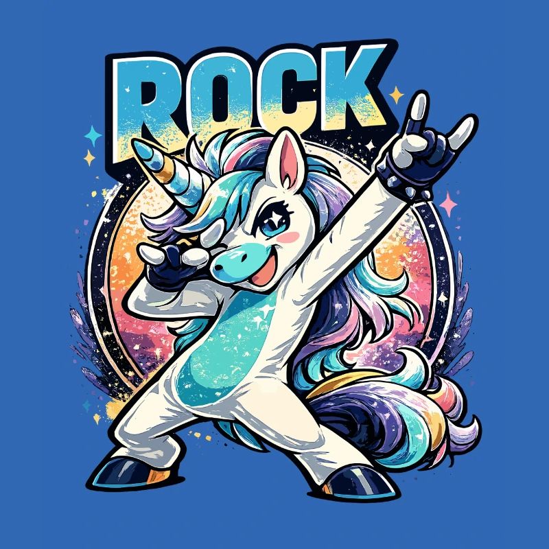 Rock Einhorn in Dabbing Pose mit Retro Vibes