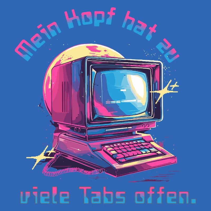 Vintage Computer Neon Tabs Offen