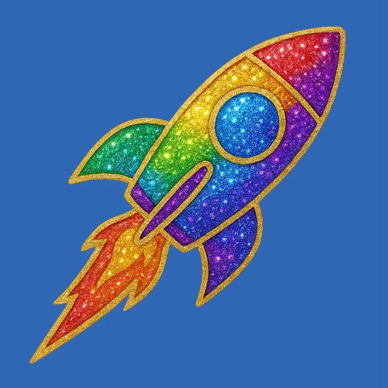 Rainbow Rocket Glitter Design