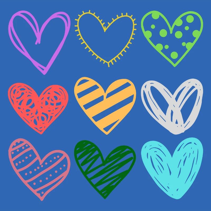 Bunte DoodleHerzen Muster