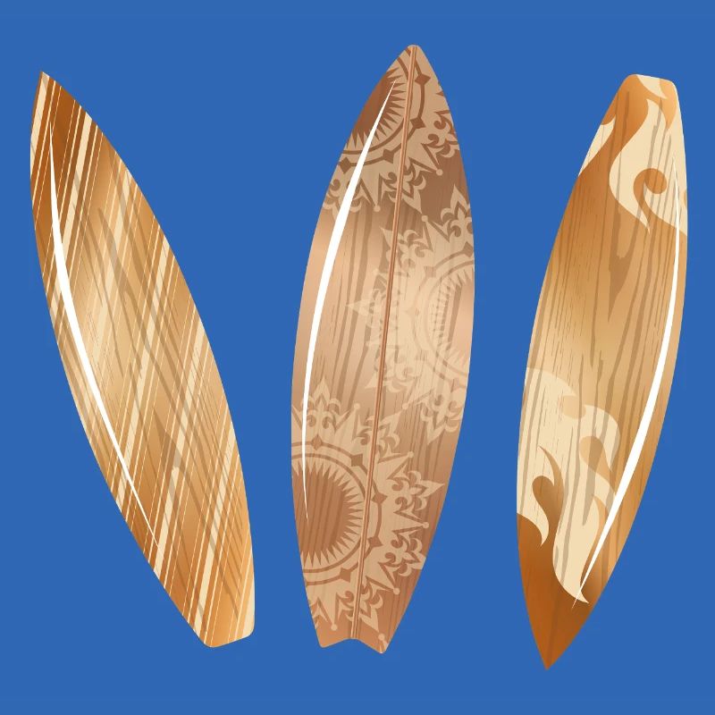 Planches de surf aspect bois dans un style rétro