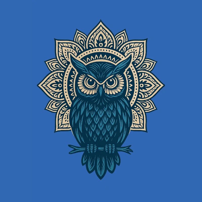 Blauer Eulen Mandala