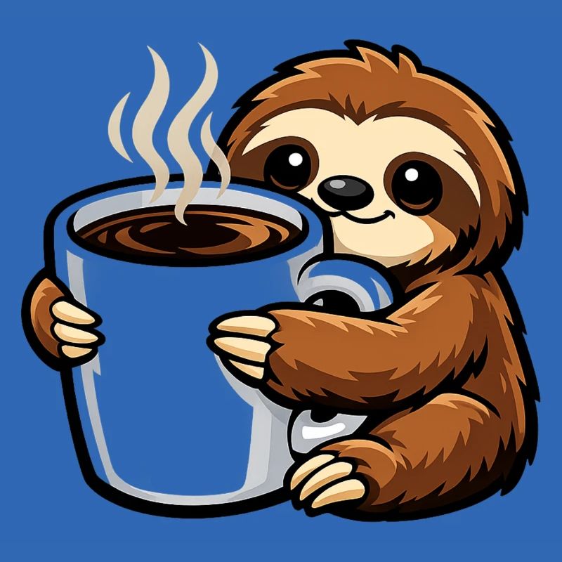 Faultier mit Kaffee-Becher