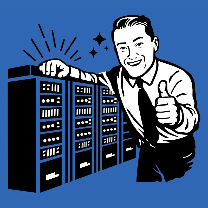 Retro IT-Admin lächelt – Vintage Tech Support