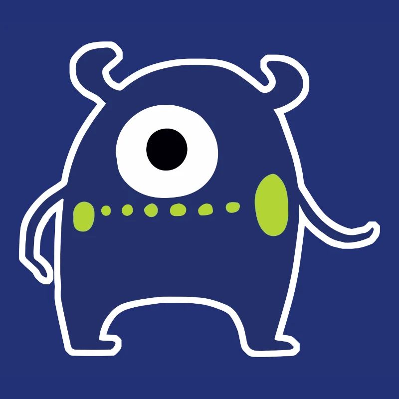 Navy Blue Cyclops Monster | Cute Chibi Alien 