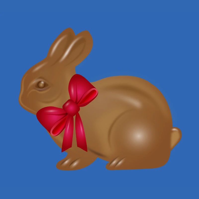 Chocolate Easter bunny with red bow motif