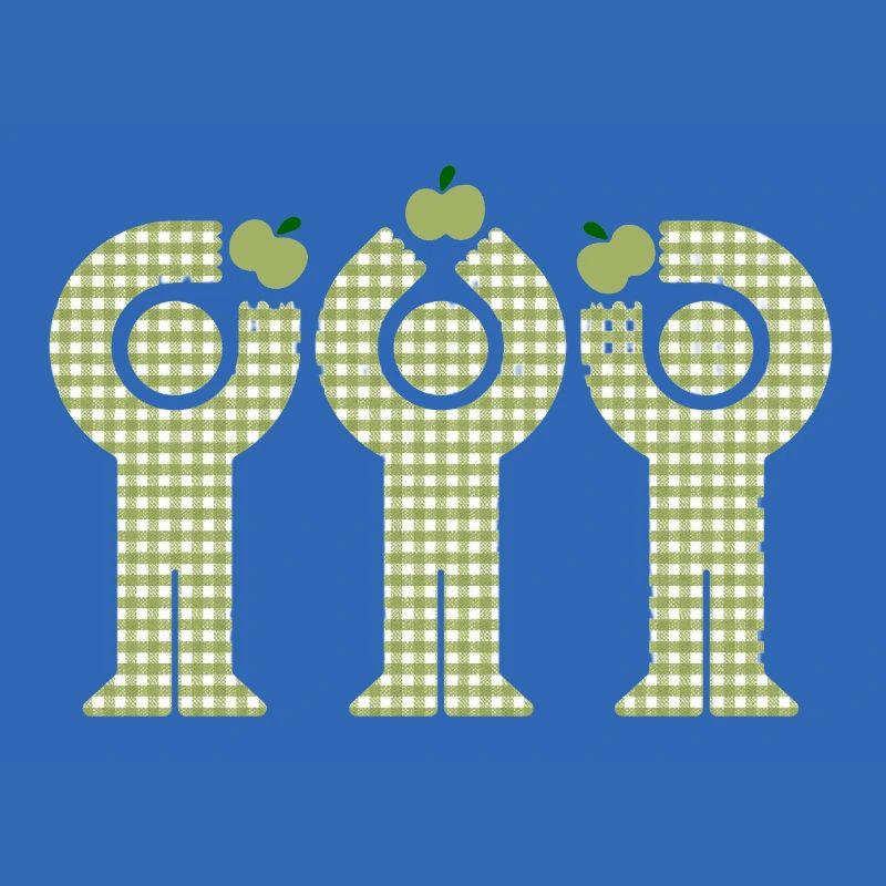 Green Gingham Minis Apple Figures