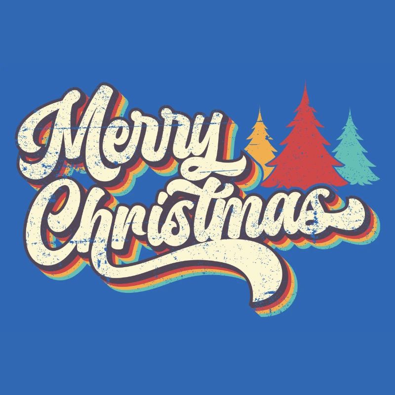 Rétro Joyeux Noël Arc-en-ciel Script