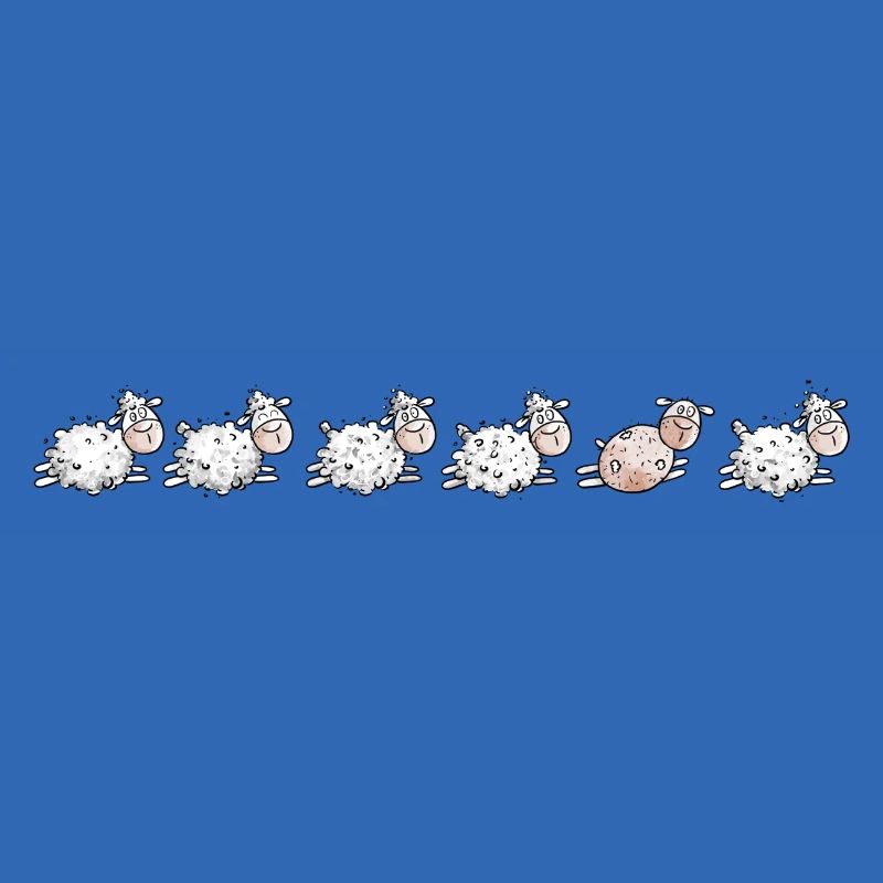 Sheep Flock and sheared sheep