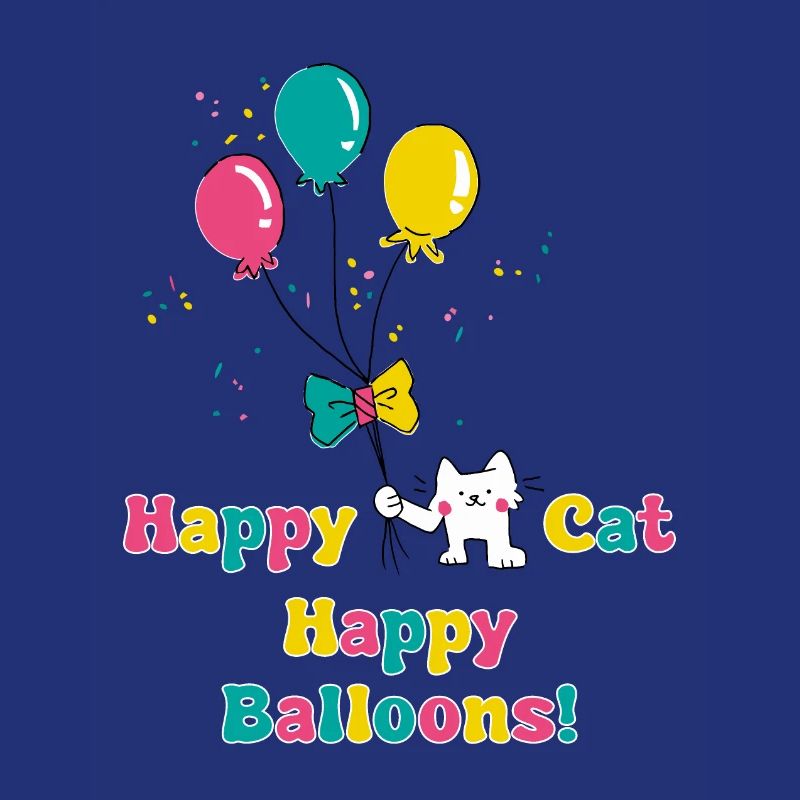 Chat heureux, baloons heureux