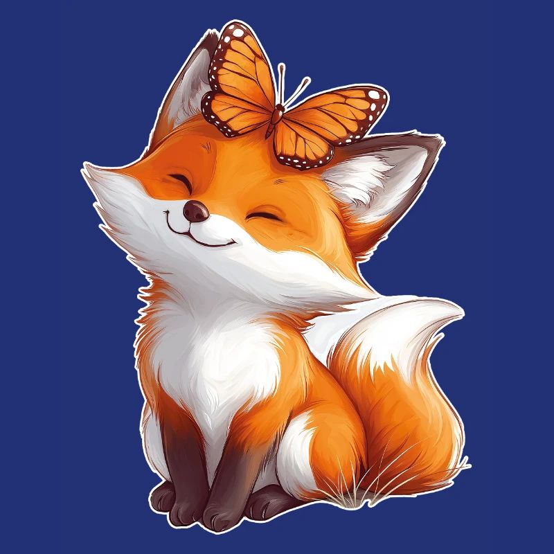 Fuchs mit Schmetterling