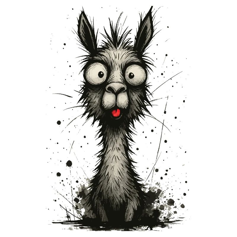 Lama drôle avec langue – éclaboussure de bande dessinée
