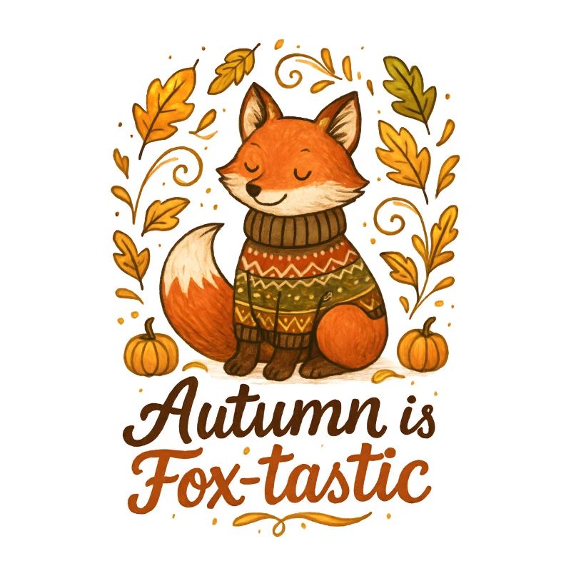 Renard automnal avec pull et citrouilles