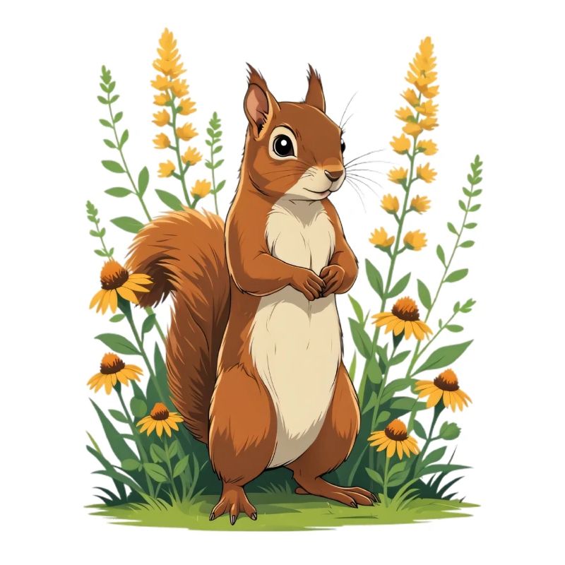 Charming squirrel with flower wreath