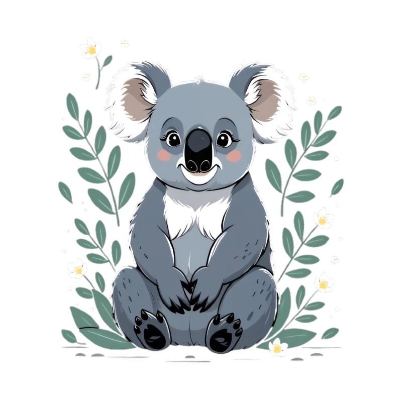Petit koala dans un cadre de feuille